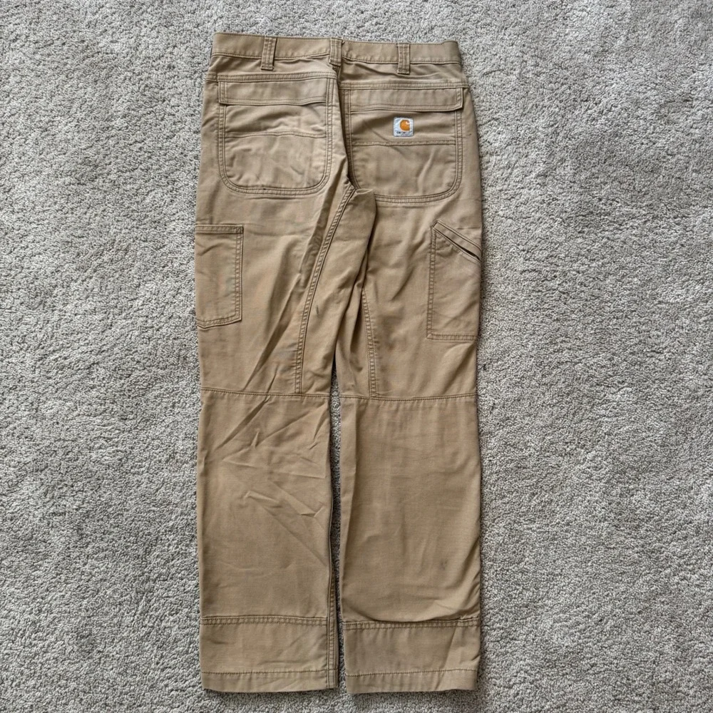 VINTAGE CARHARTT FULL SWING RELAXED FIT CARGO CARPENTER GRAY WORK PANTS / 33X31